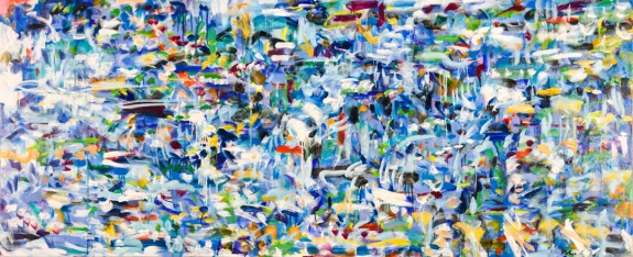 "Passing Through", 34 x 84 inches wide, oil on canvas by Kathryn Arnold